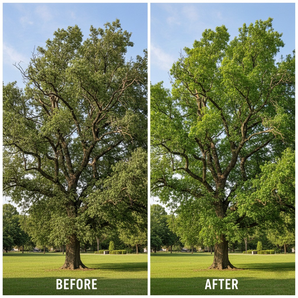 Healthy tree growth after trimming